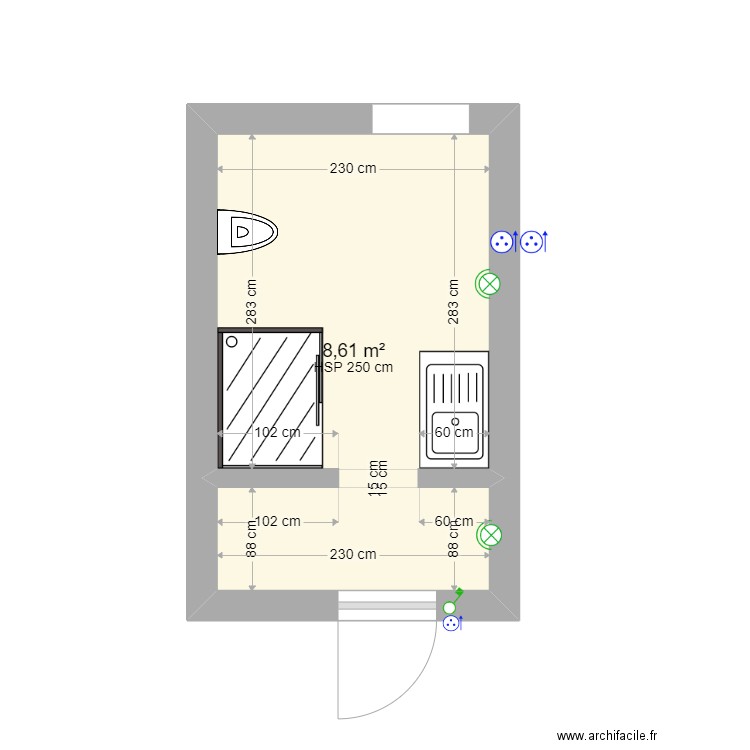 SDB Bas. Plan de 0 pièce et 0 m2