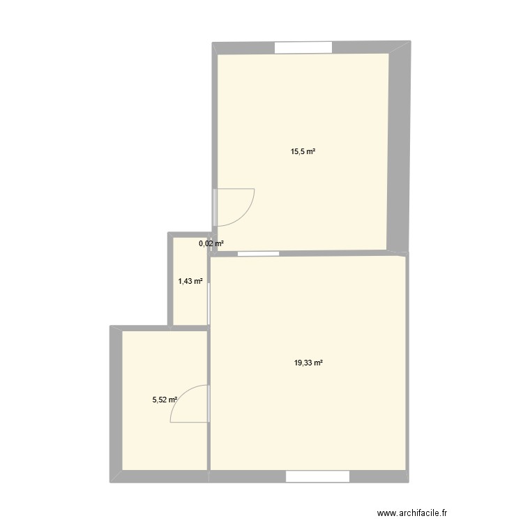 Avant travaux. Plan de 5 pièces et 42 m2