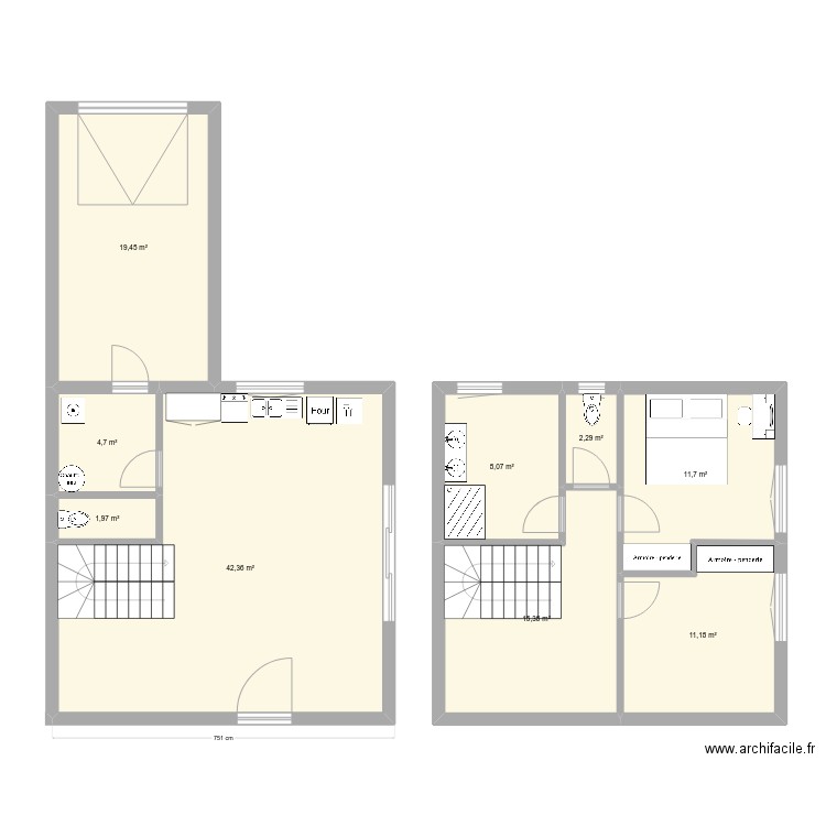 maison_étage. Plan de 9 pièces et 117 m2