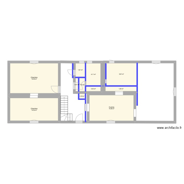 Plan d'origine. Plan de 11 pièces et 66 m2