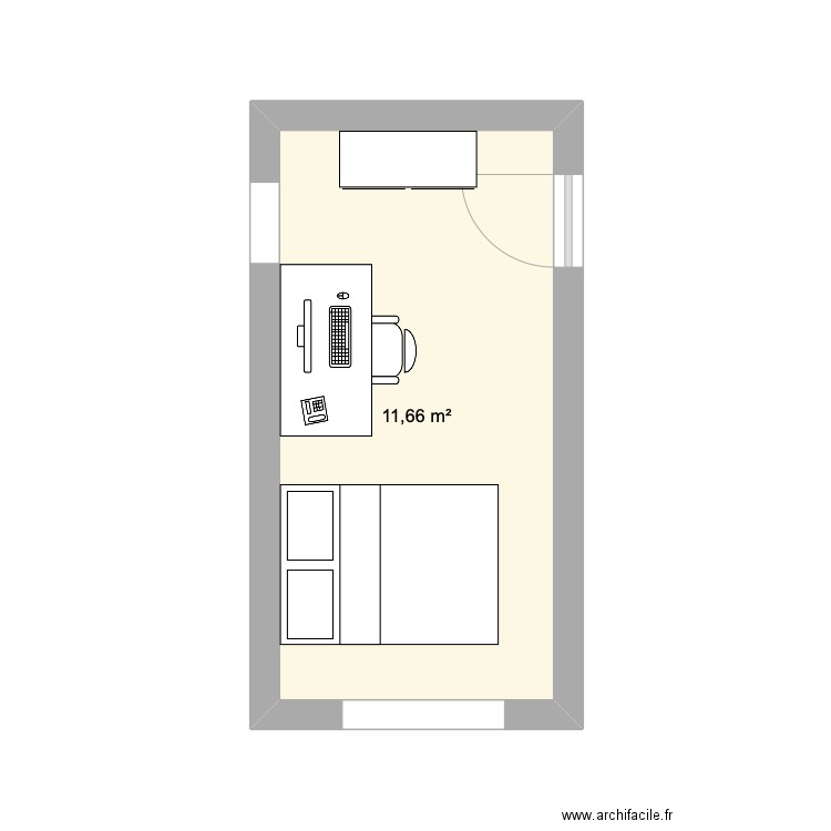 CHAMBRE 3. Plan de 1 pièce et 12 m2