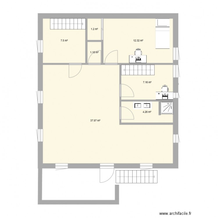 plan avec mezzanine. Plan de 0 pièce et 0 m2