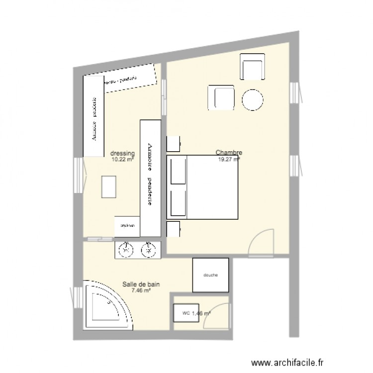 suite parentale. Plan de 0 pièce et 0 m2