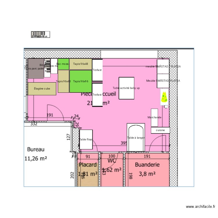 Sdj sans meuble. Plan de 0 pièce et 0 m2