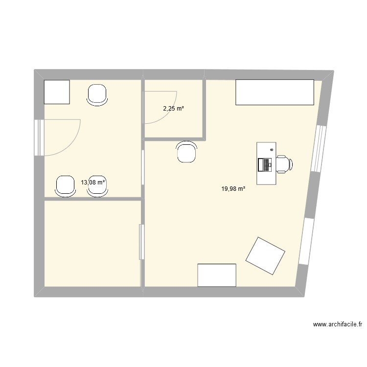 CABINET. Plan de 3 pièces et 35 m2