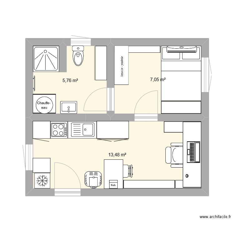 MAISON POTENTIELLE. Plan de 3 pièces et 26 m2