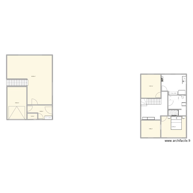 Etage du haut. Plan de 7 pièces et 95 m2