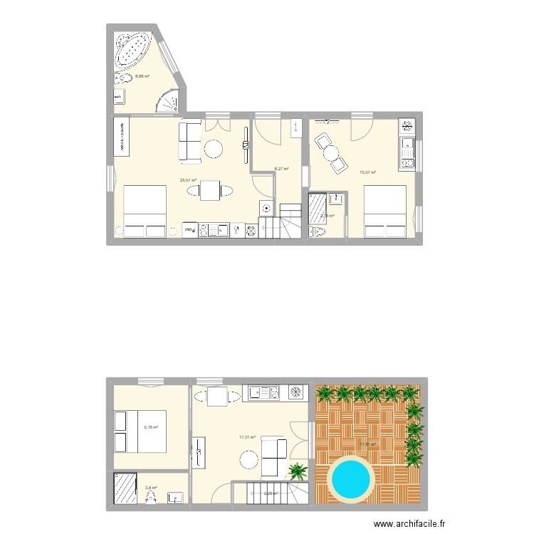 Blanchard esquisse. Plan de 10 pièces et 106 m2