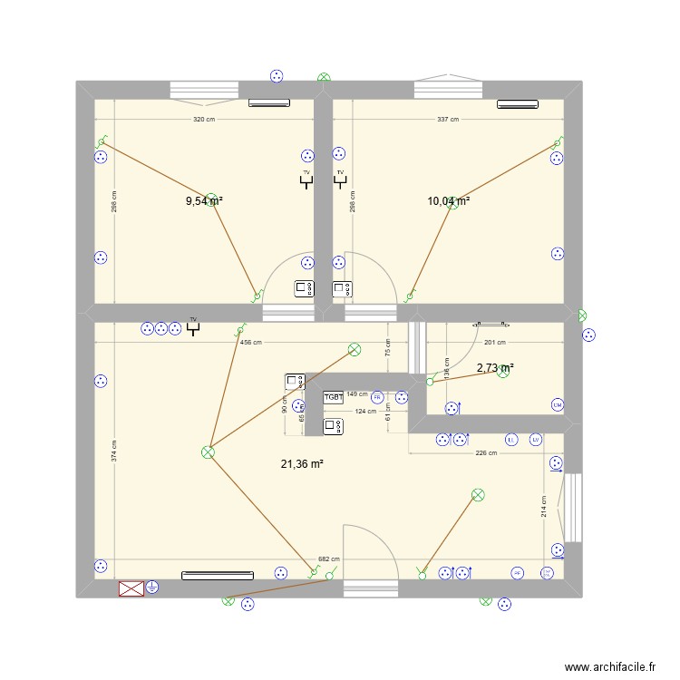 projet croatie. Plan de 4 pièces et 44 m2