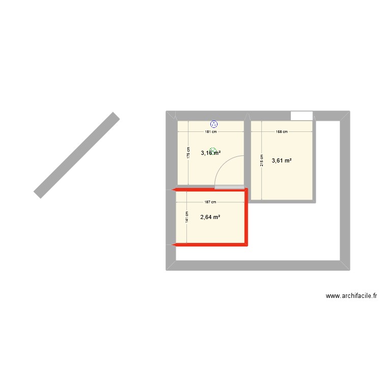 Essai. Plan de 3 pièces et 9 m2