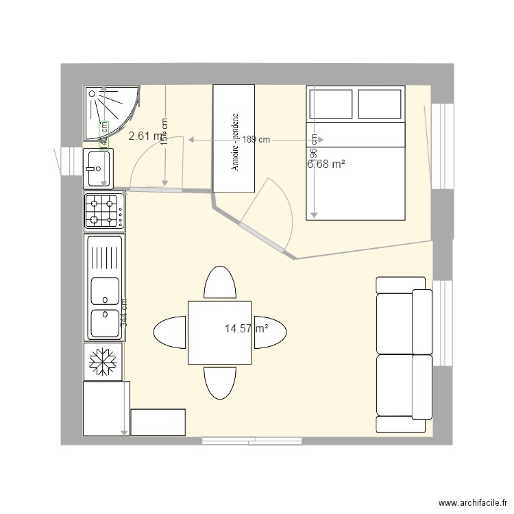 studio 25m2. Plan de 0 pièce et 0 m2