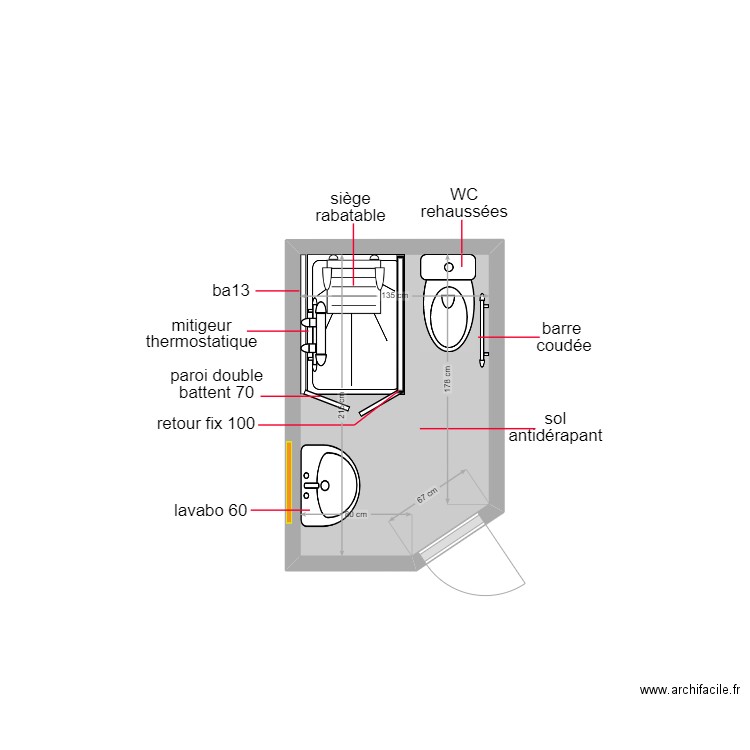 seblone. Plan de 1 pièce et 3 m2