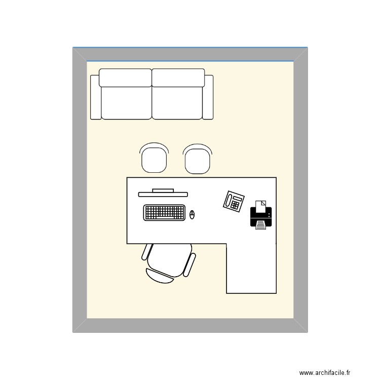 bureau. Plan de 1 pièce et 18 m2