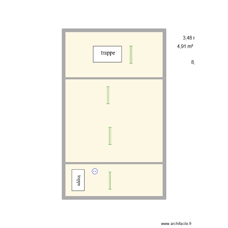 combles. Plan de 3 pièces et 17 m2