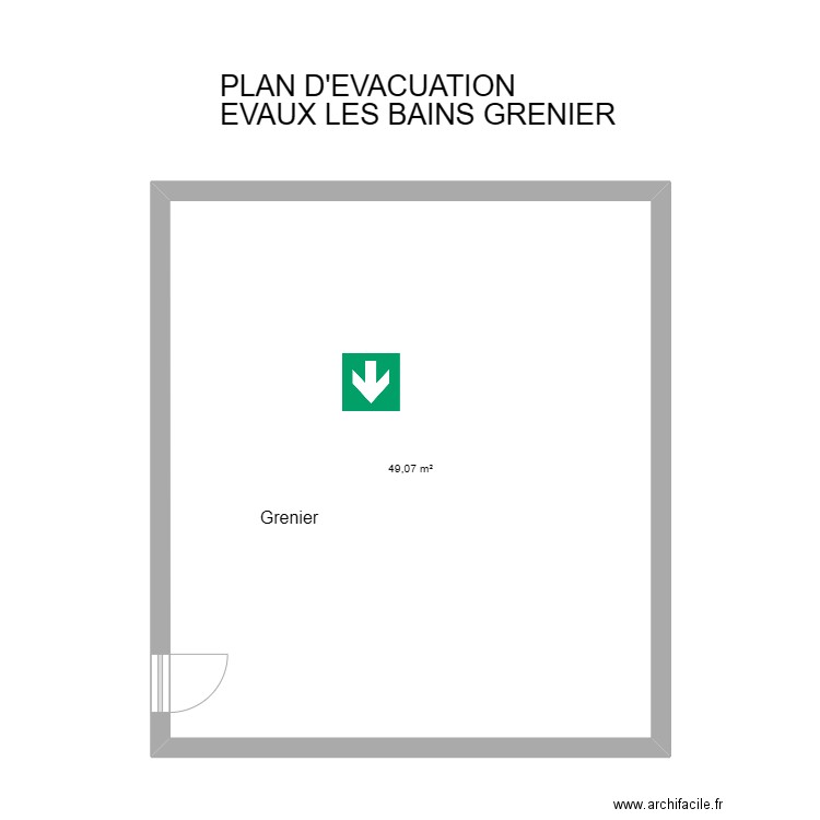 23 EVAUX-LES-BAINS Grenier. Plan de 1 pièce et 49 m2