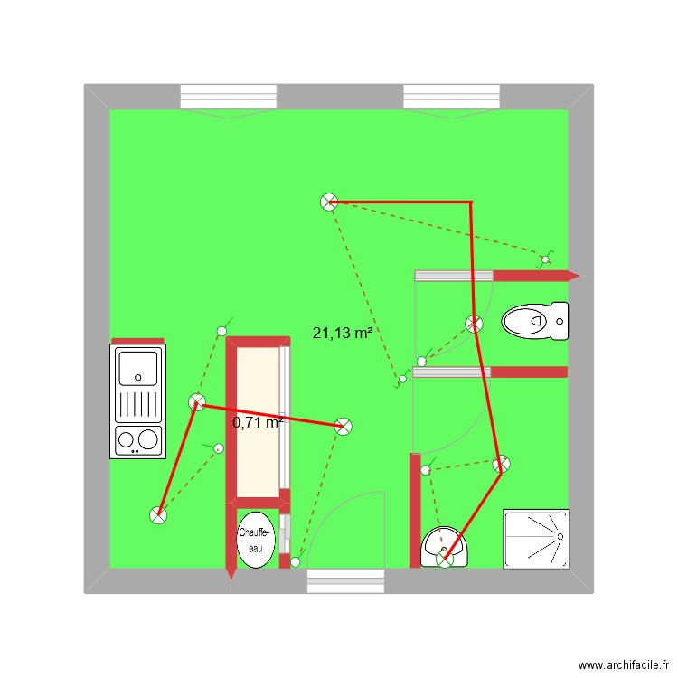 Camelia plan architectural. Plan de 2 pièces et 22 m2