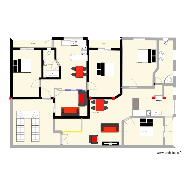 salah modif 01/01 modif. Plan de 9 pièces et 170 m2