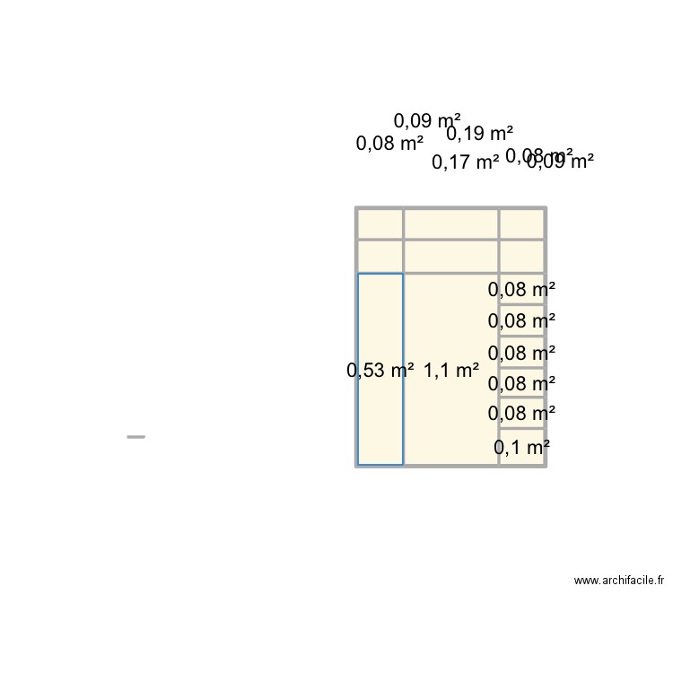 Armoire. Plan de 14 pièces et 3 m2