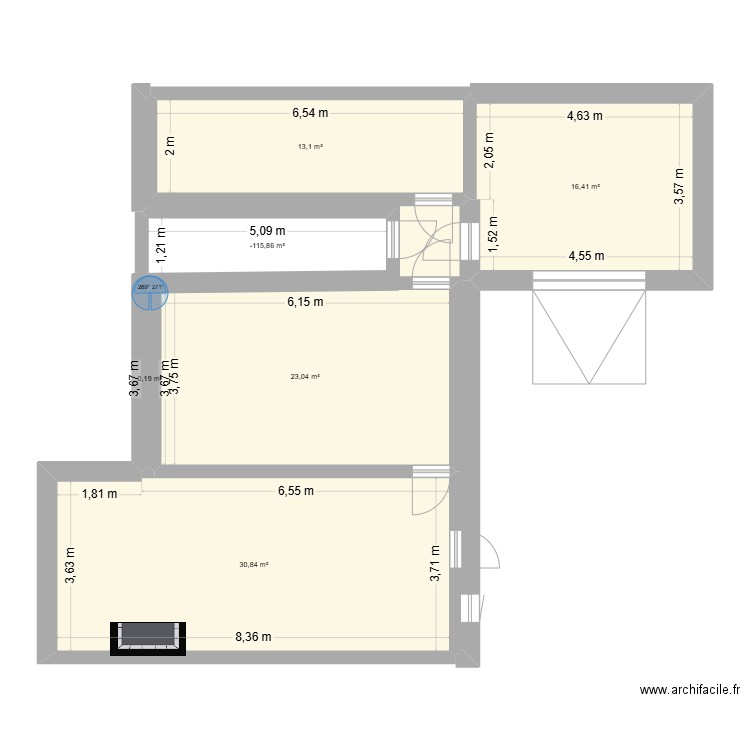 54gcl. Plan de 6 pièces et 90 m2