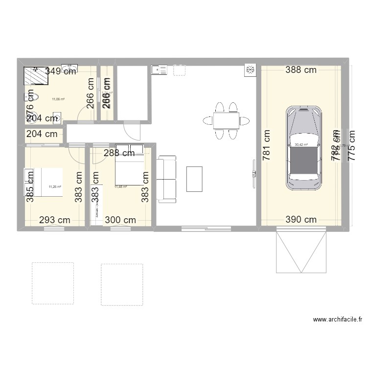 PROJET RENOVATION MUSLUM GARAGE . Plan de 6 pièces et 67 m2