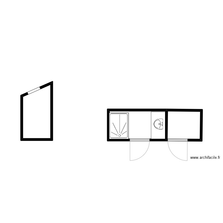 Sdb vctoire. Plan de 3 pièces et 8 m2