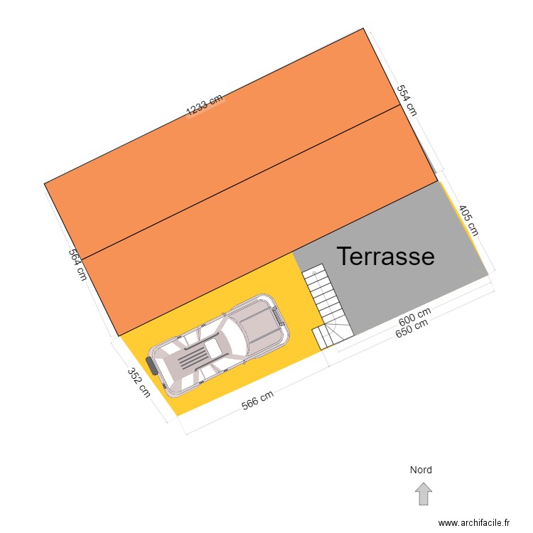 Plan masse construction. Plan de 2 pièces et 68 m2