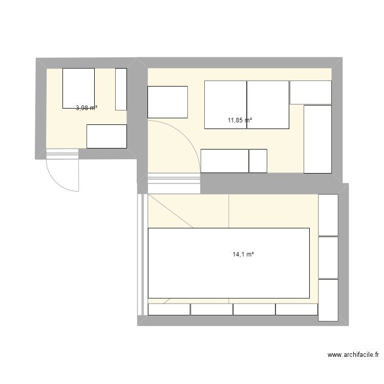 Dépendances. Plan de 3 pièces et 30 m2