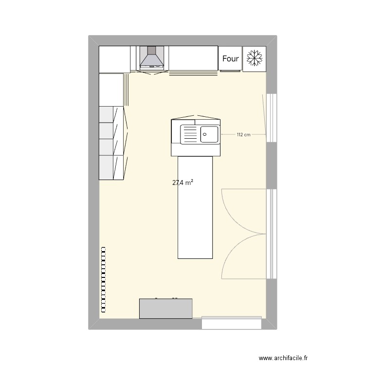 Cuisine . Plan de 1 pièce et 27 m2