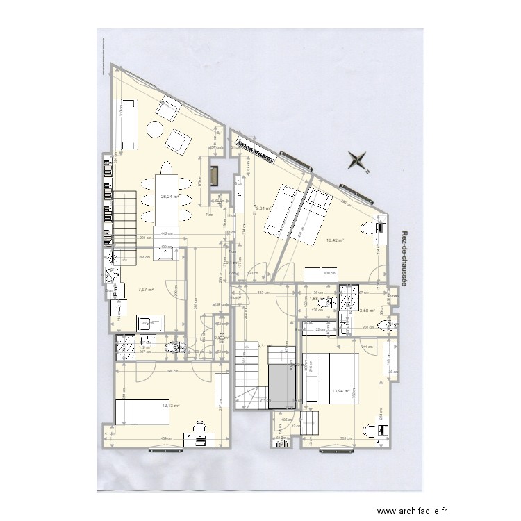 Charenton 01. Plan de 14 pièces et 98 m2