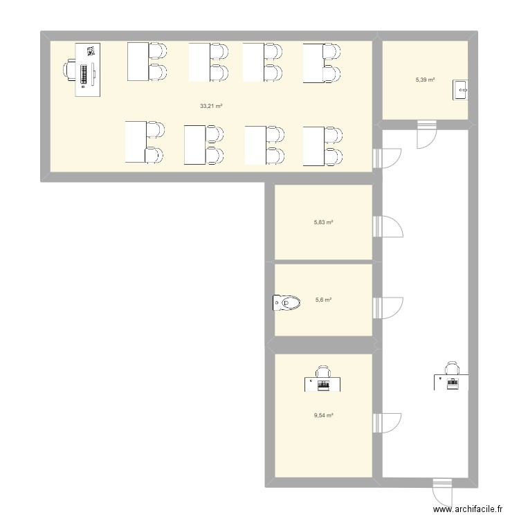 plan . Plan de 5 pièces et 60 m2