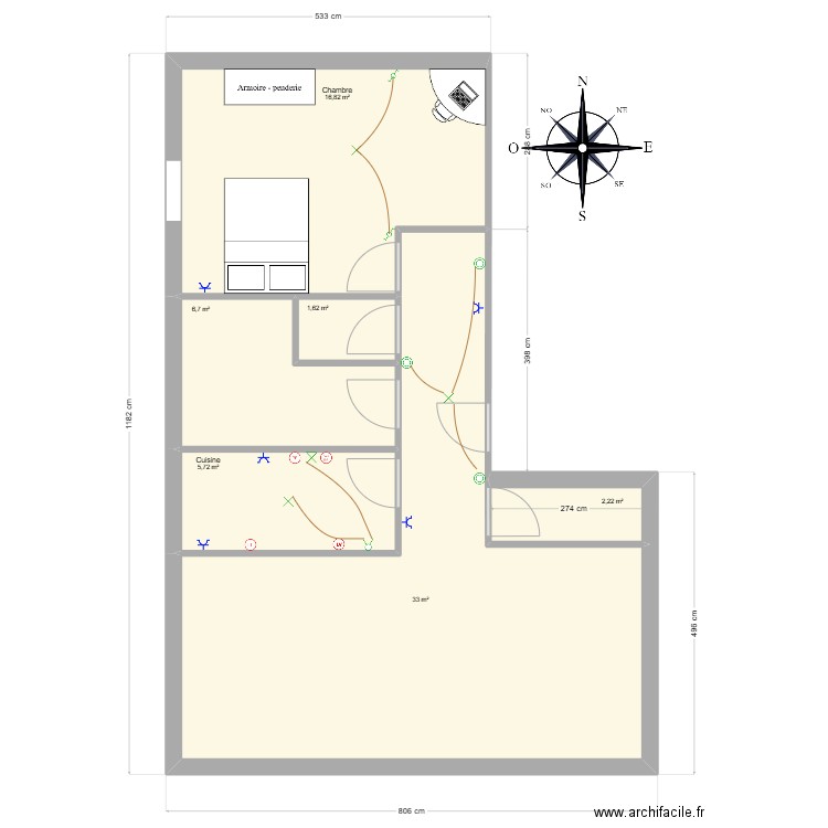 appartement f2 timotei. Plan de 6 pièces et 66 m2