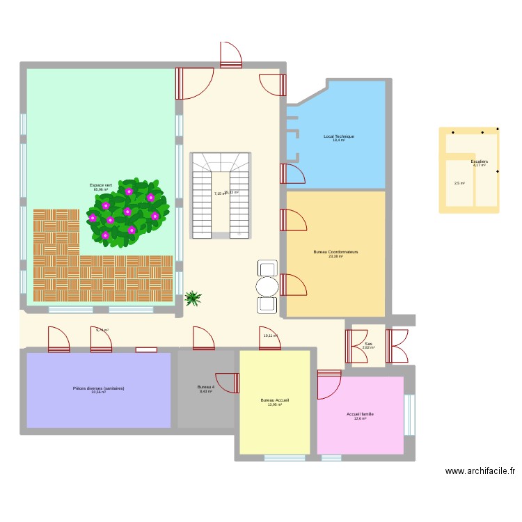 Plan accueil. Plan de 14 pièces et 245 m2