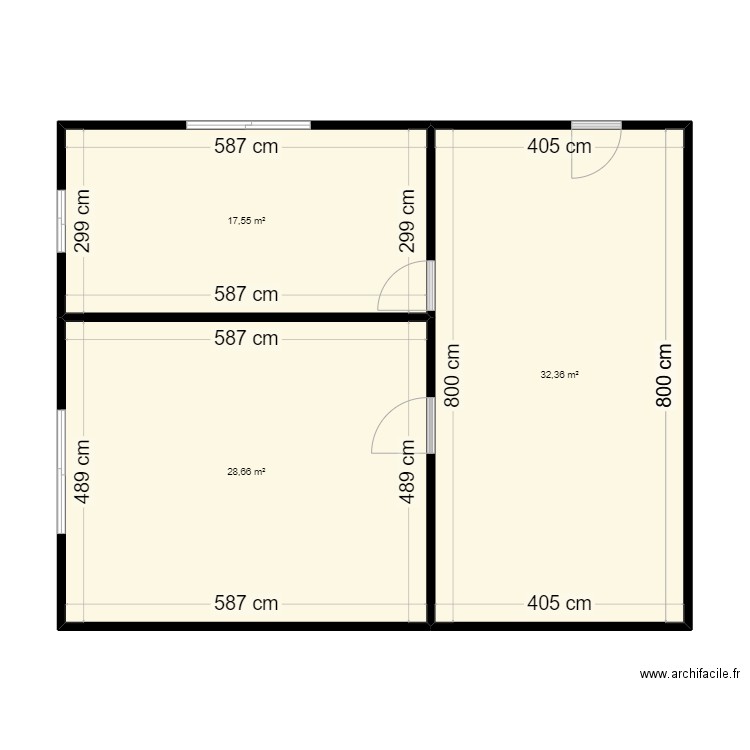 Poulailler. Plan de 3 pièces et 79 m2