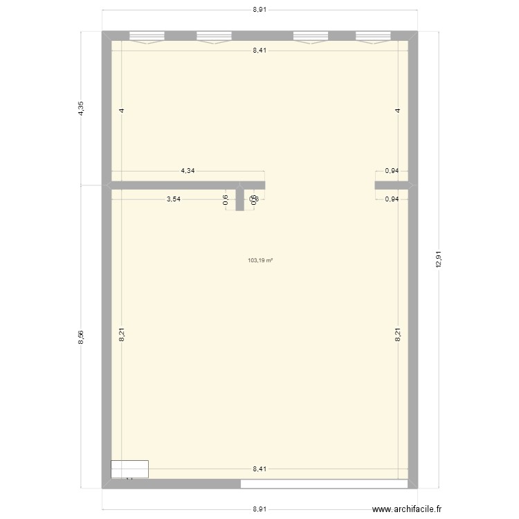 Zone Chariot. Plan de 1 pièce et 103 m2