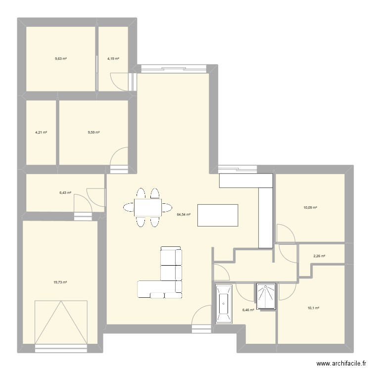 Maison oconcep. Plan de 11 pièces et 147 m2