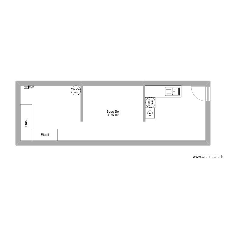 Plan définitif - Sous Sol - Maison 60 Saint Louis. Plan de 1 pièce et 31 m2