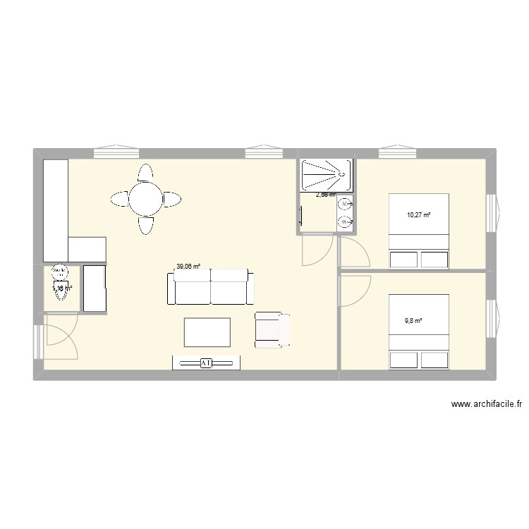 8 crepieux . Plan de 5 pièces et 63 m2