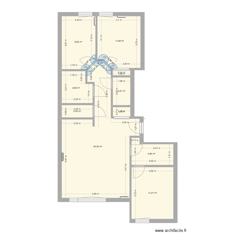 Marcq. Plan de 10 pièces et 80 m2