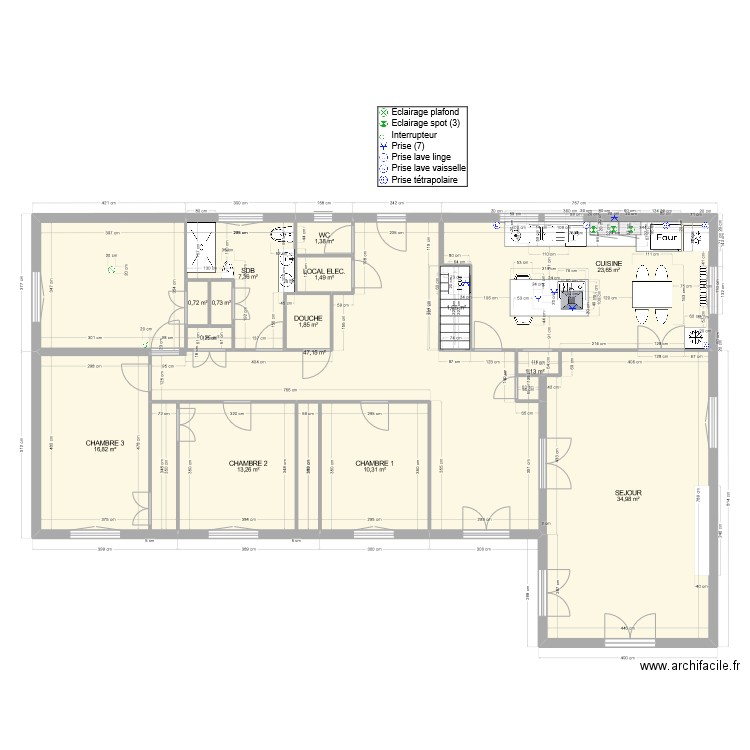 CHALET_ARFEUILLE_MODIF_SDB_20240814. Plan de 15 pièces et 163 m2