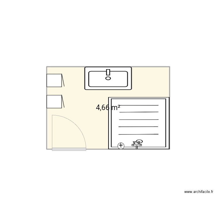 Sdb. Plan de 1 pièce et 5 m2