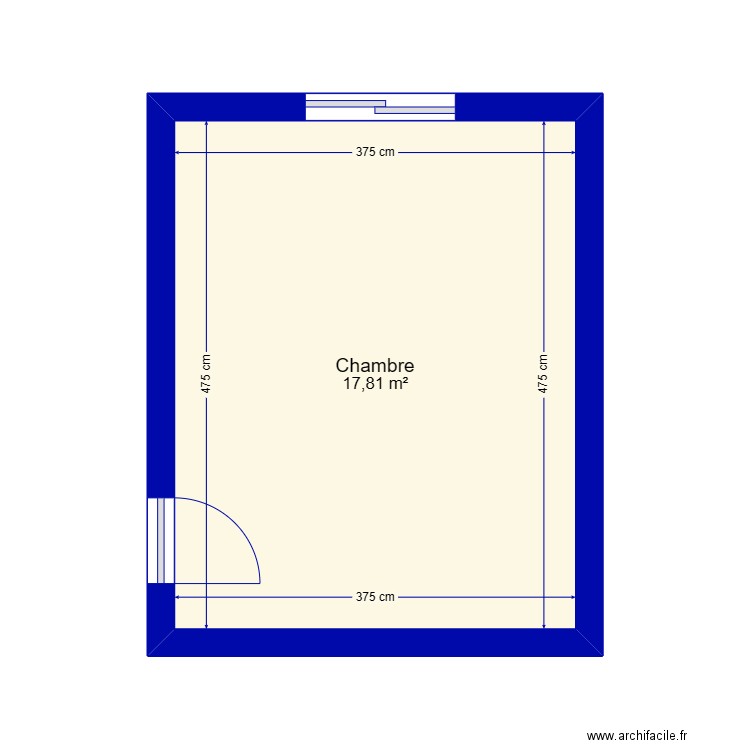 ChambreCapdAil. Plan de 1 pièce et 18 m2