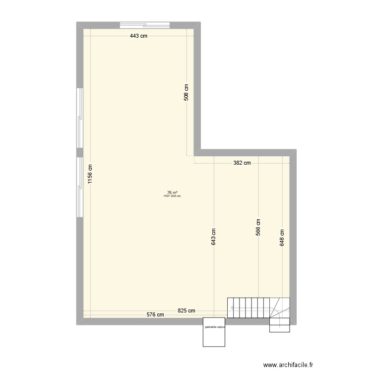 sejour mandelieu. Plan de 1 pièce et 76 m2