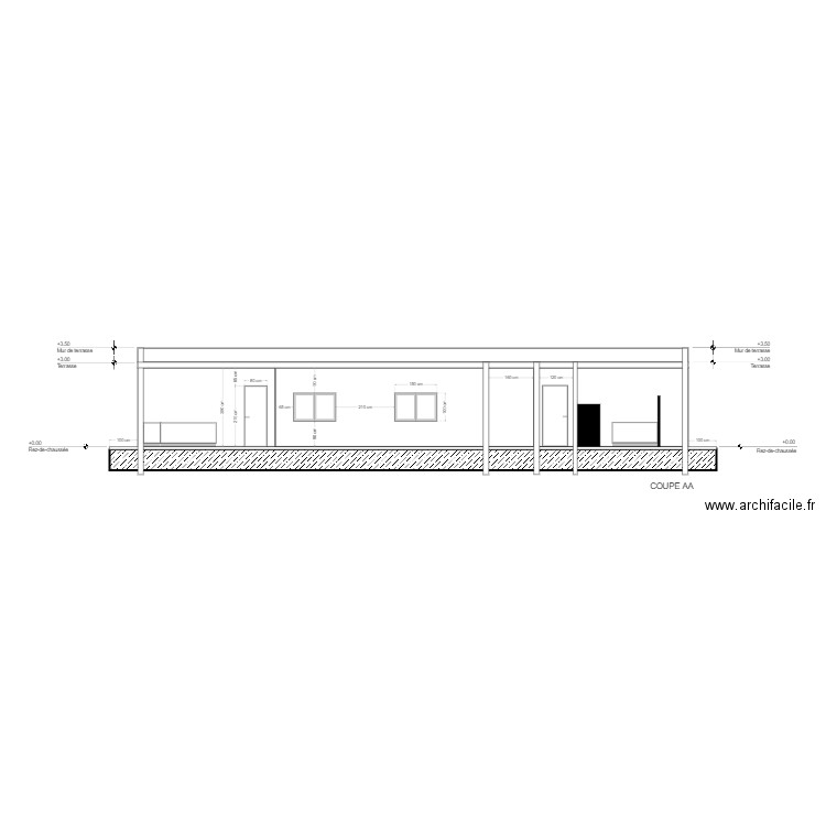 coupe AA yass. Plan de 0 pièce et 0 m2