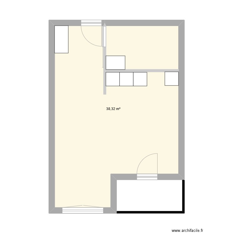 Damecosi maman. Plan de 2 pièces et 35 m2