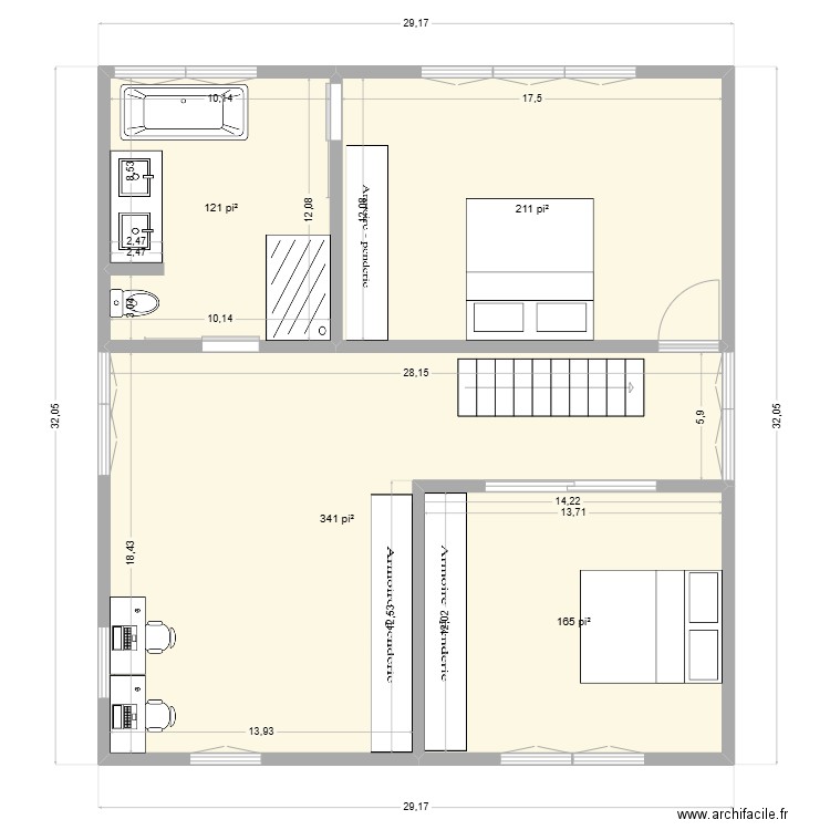 6995Étagev1. Plan de 4 pièces et 78 m2