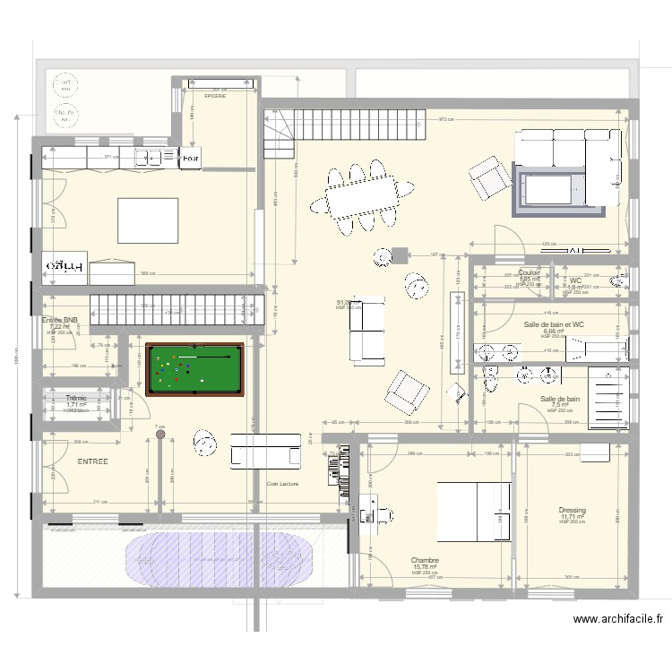 CHAMOUSSE PROJECTION RENO. Plan de 43 pièces et 1390 m2