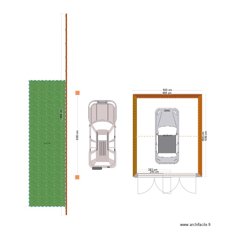 GARAGE. Plan de 1 pièce et 25 m2