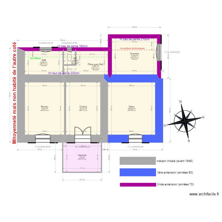 DOMINGUEZ. Plan de 8 pièces et 74 m2