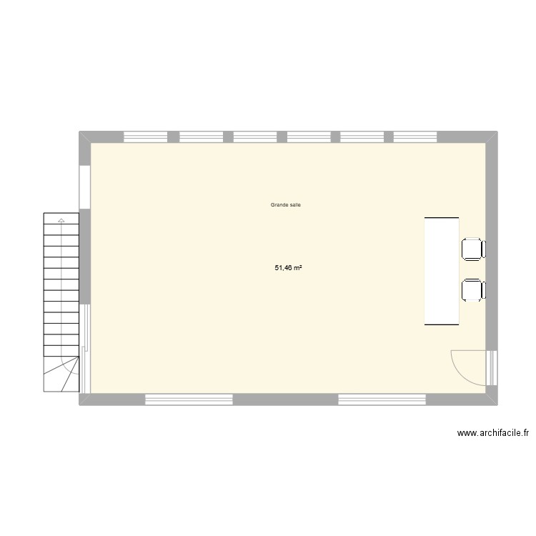 Plan étage. Plan de 1 pièce et 51 m2