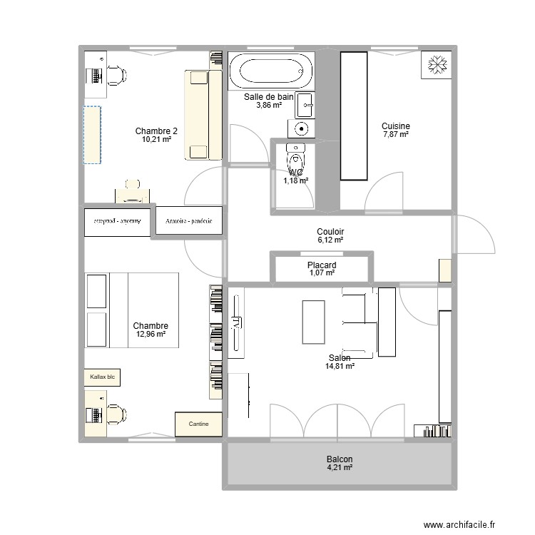 Appart Thib. Plan de 9 pièces et 58 m2